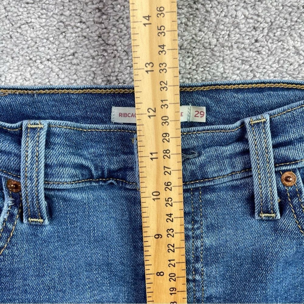 Levi’s Ribcage Jeans Women's 29 Blue Straight Ankle High Rise Button Fly - Picture 10 of 13